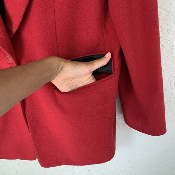 JG Hook Blazer Jacket Women 14 Red Wool Cashmere Holiday Christmas Glam VTG - Picture 6 of 11